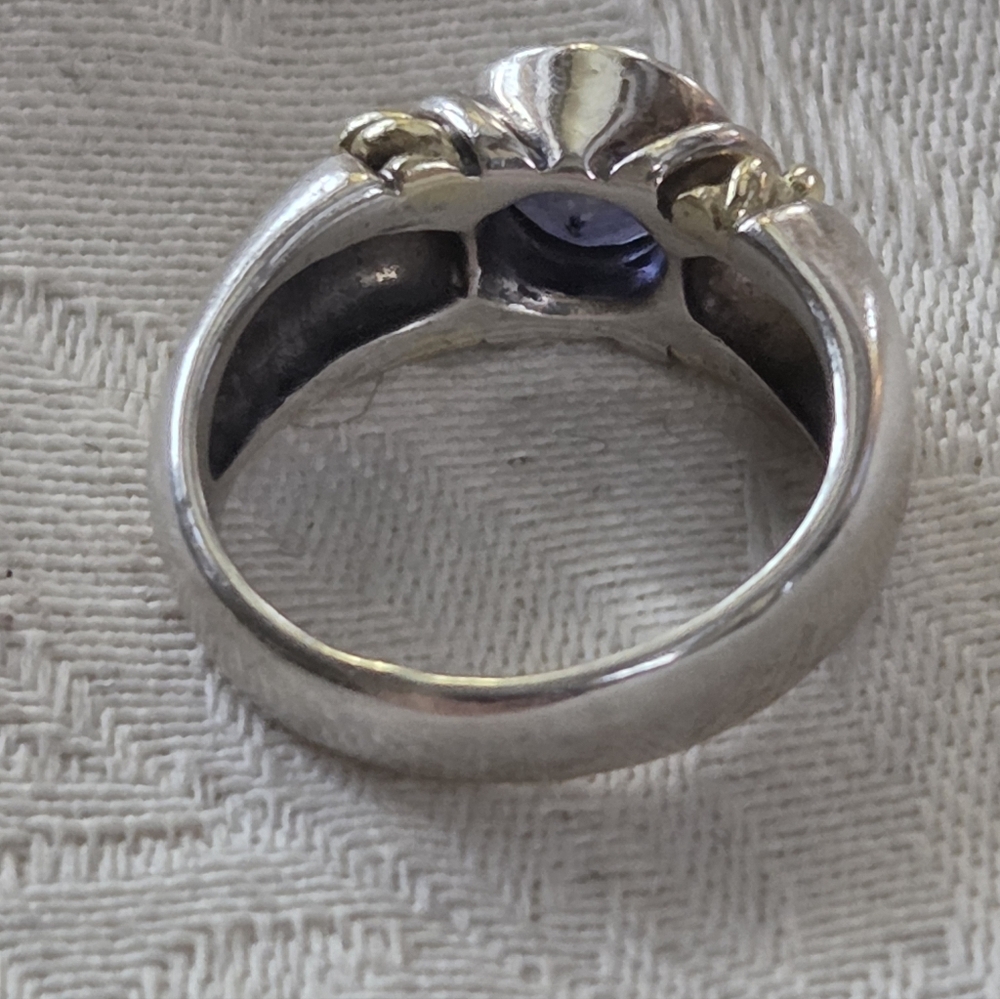 David Wysor Vintage Iolite Ring, SS & 18k, Size 7.5 - Picture 2 of 14
